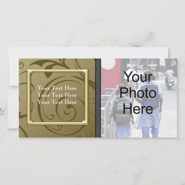 Custom General or Family Gold Swirl Photo Card (Front)