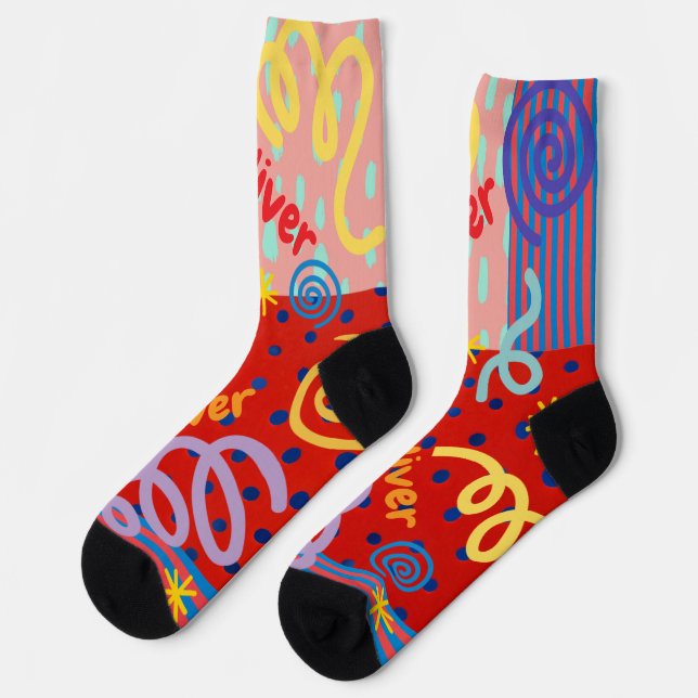 Custom geometric colours men socks (Left)