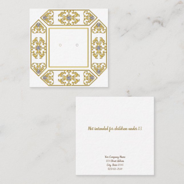 Custom Geometric Filigree & Gem Stud Earring Cards (Front/Back)