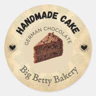 Custom German Chocolate Cake Labels Personalized