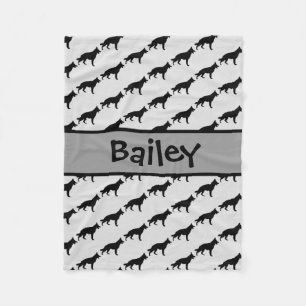 Custom German Shepherd Dog Silhouette Fleece Blanket