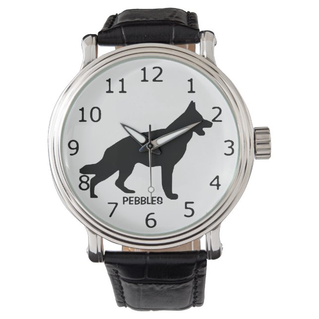 CUSTOM German Shepherd Dog Silhouette Watch (Front)