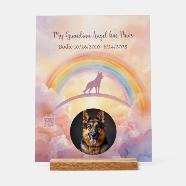 Custom German Shepherd Memorial Acrylic Sign (Front)