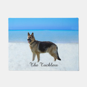 Custom German Shepherd on Beach Doormat