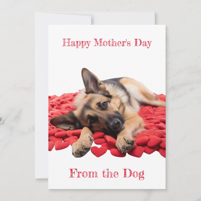 Custom German Shepherd on Hearts Mother's Day Card (Front)