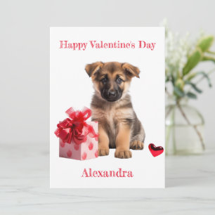 Custom German Shepherd Puppy with Gift Valentine Holiday Card