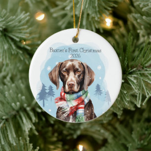 Custom German Shorthaired Pointer First Christmas Ceramic Tree Decoration