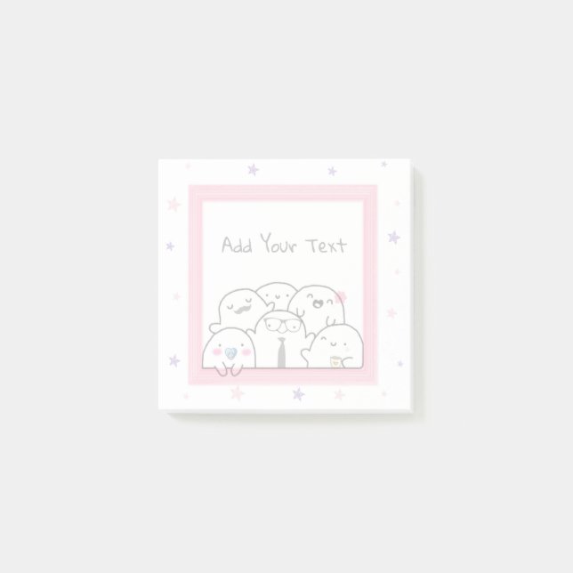 Custom Ghost Family Fun Girly Pink Post-it Notes (Front)