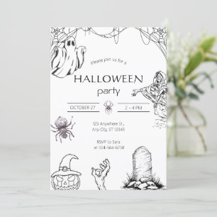 Custom Ghost, Skeleton & Pumpkin Invitation
