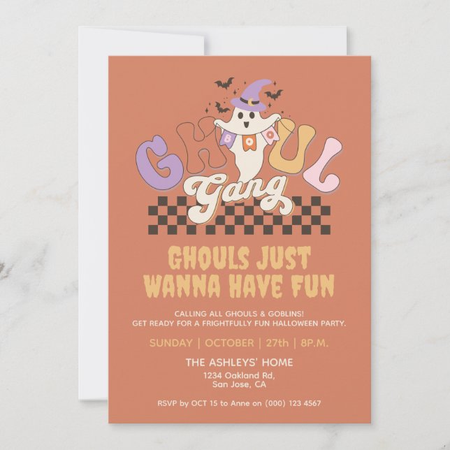 Custom Ghoul Gang Halloween Party Bach Party Group Invitation (Front)