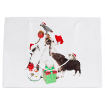 CUSTOM GIFT BAG ANIMALS IN SANTA HATS