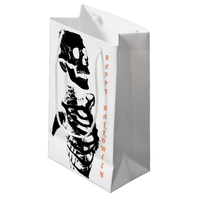 Custom Gift Bag - Small, Glossy HAPPY HALLOWEEN (Front Angled)