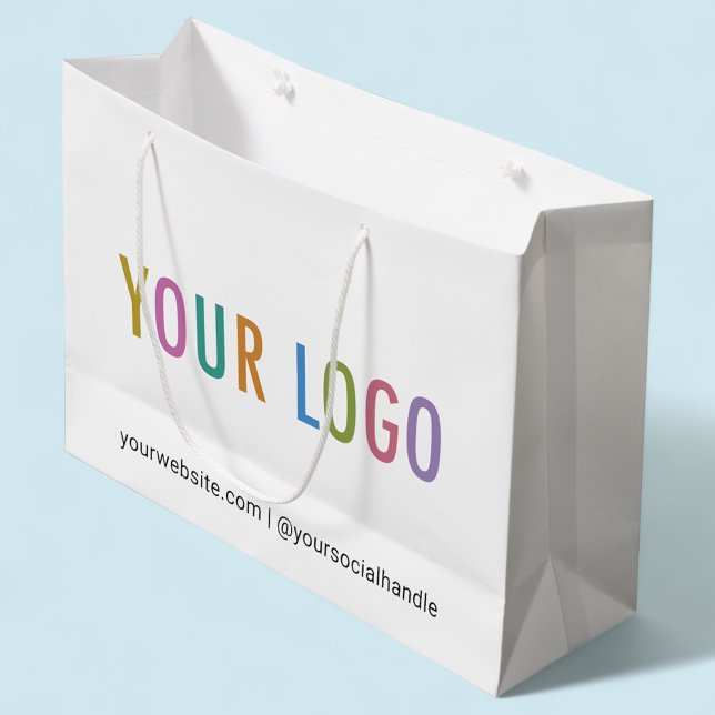 Custom Gift Bag with Business Logo No Minimum Bulk (MISOOK White Gift Bag with Logo)
