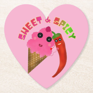 Custom gift Cute Ice Cream and Chili Pepper  Paper Coaster