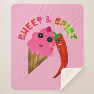 Custom gift Cute Ice Cream and Chili Pepper  Sherpa Blanket