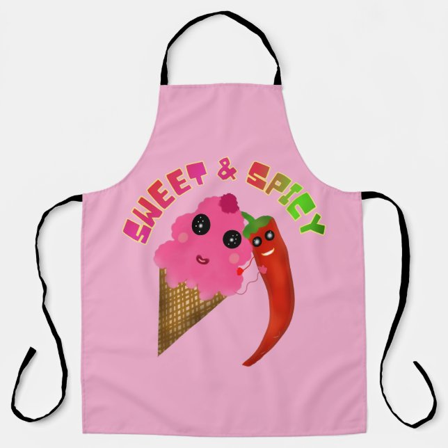 Custom gift Cute Ice Cream and Chilli Pepper  Apron (Front)