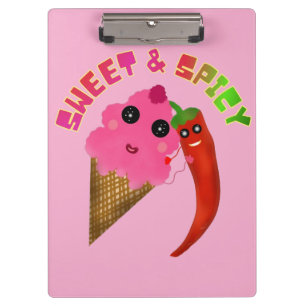 Custom gift Cute Ice Cream and Chilli Pepper  Clipboard