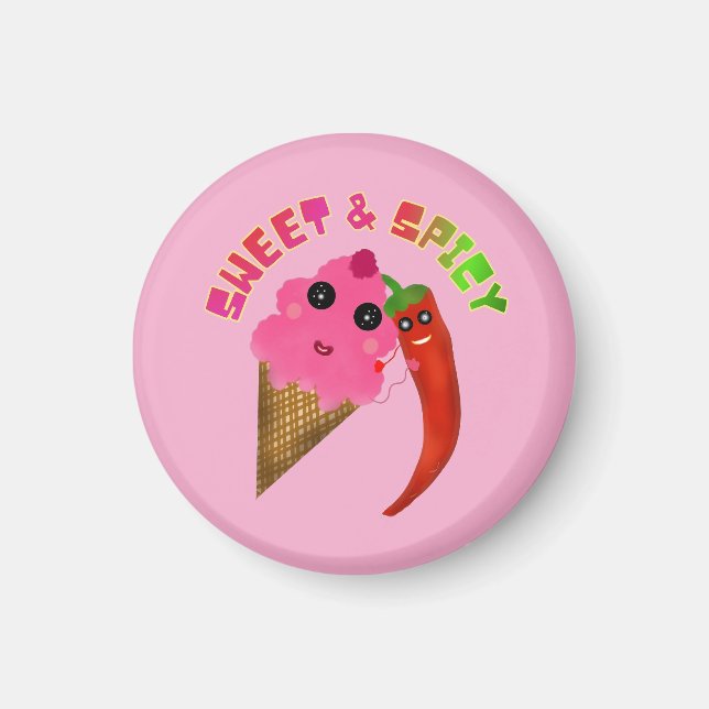 Custom gift Cute Ice Cream and Chilli Pepper  Magnet (Front)