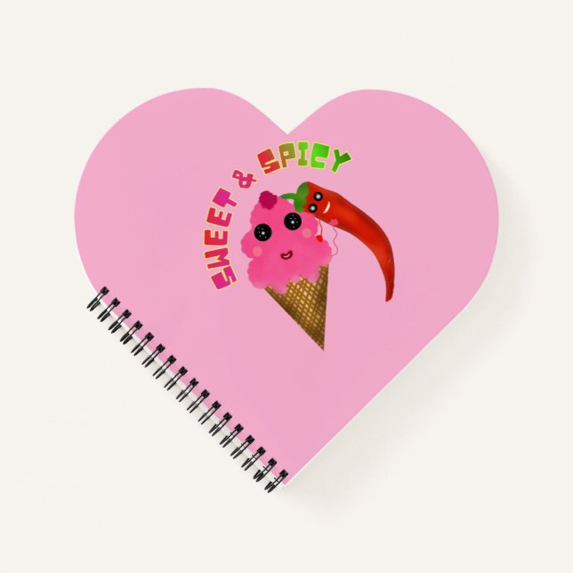 Custom gift Cute Ice Cream and Chilli Pepper  Notebook (Front)