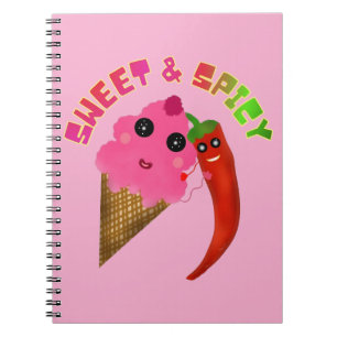 Custom gift Cute Ice Cream and Chilli Pepper  Notebook