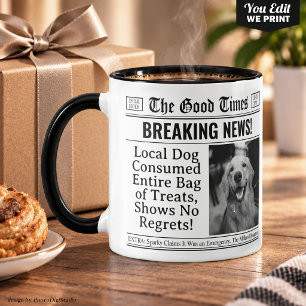 Custom Gift Dog Dad Newspaper Mug, Funny Pet Lover Mug