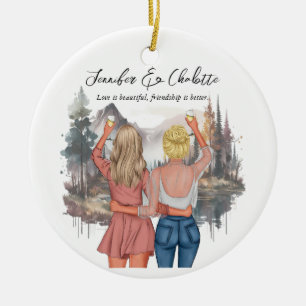 Custom gift for Best Friend portrait Ceramic Tree Decoration