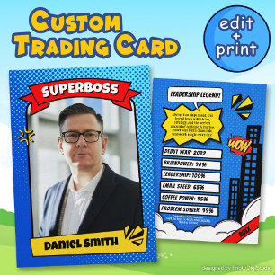 Custom Gift for Boss, Comic Superboss Trading Card