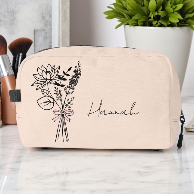 Custom Gift For Bridesmaid Floral Light Peach Dopp Kit (Creator Uploaded)