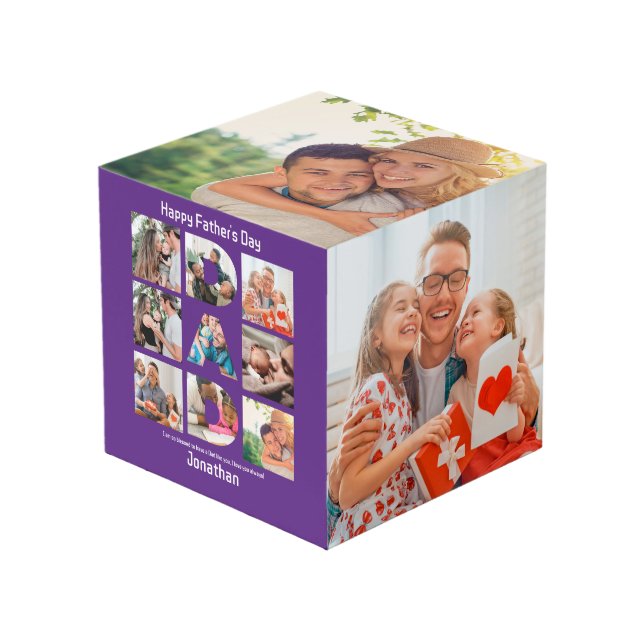 Custom Gift for Dad Fathers Day 13 Photo Collage Cube (Front Angled)