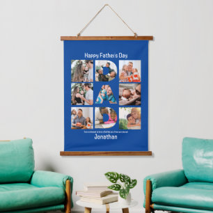 Custom Gift for Dad Fathers Day 9 Photo Collage Hanging Tapestry
