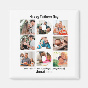 Custom Gift for Dad Fathers Day 9 Photo Collage Magnet