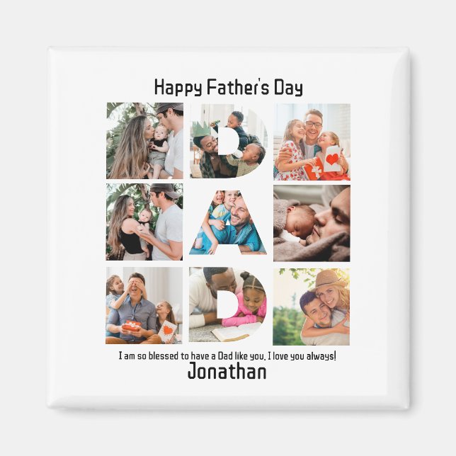 Custom Gift for Dad Fathers Day 9 Photo Collage Magnet (Front)