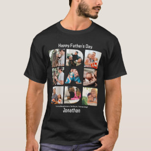 Custom Gift for Dad Fathers Day 9 Photo Collage T-Shirt
