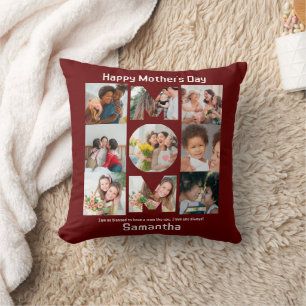 Custom Gift for Mum Mothers Day 9 Photo Collage Cushion