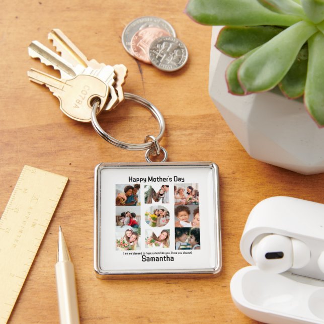 Custom Gift for Mum Mothers Day 9 Photo Collage Key Ring (Desk)
