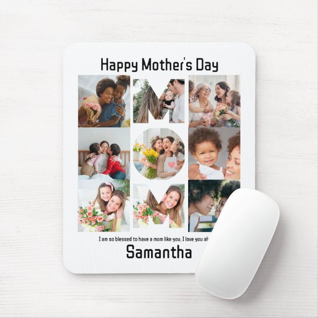 Custom Gift for Mum Mothers Day 9 Photo Collage Mouse Mat (With Mouse)