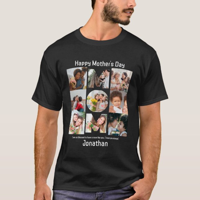 Custom Gift for Mum Mothers Day 9 Photo Collage T-Shirt (Front)