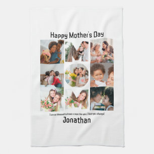 Custom Gift for Mum Mothers Day 9 Photo Collage Tea Towel