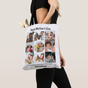 Custom Gift for Mum Mothers Day 9 Photo Collage Tote Bag