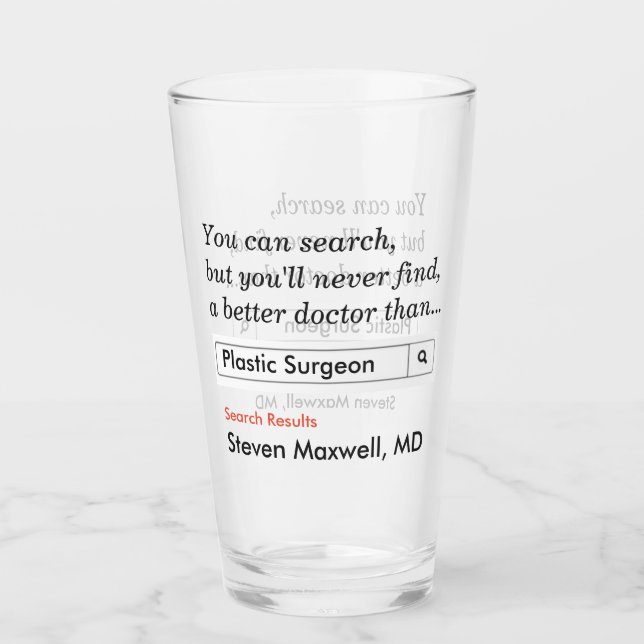 Custom Gift for Plastic Surgeon Glass (Front)