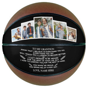 Custom Gift To My Grandson with 5 Photos Basketball