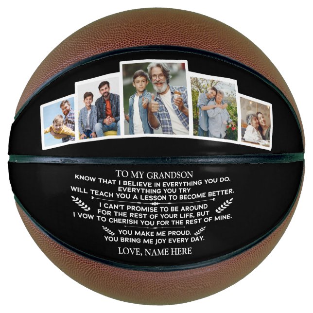 Custom Gift To My Grandson with 5 Photos Basketball (Front)