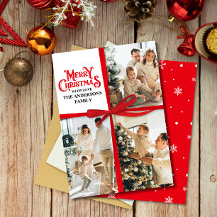 Custom Gift Wrapped Family Photo collage Christmas Holiday Card