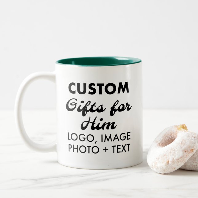 Custom Gifts for Him Hunter Green 2-Tone Mug 11oz. (With Donut)