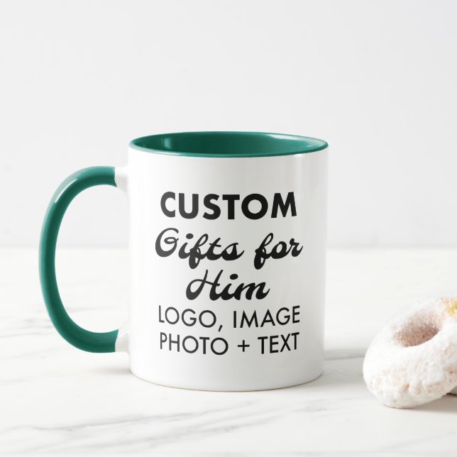 Custom Gifts for Him Hunter Green Combo Mug 11oz. (With Donut)