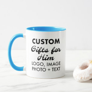 Custom Gifts for Him Light Blue Combo Mug 11oz.