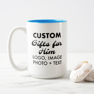 Custom Gifts for Him Light Blue Two-Tone Mug 15oz.