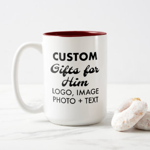 Custom Gifts for Him Maroon Two-Tone Mug 15oz.