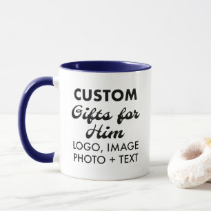 Custom Gifts for Him Navy Blue Combo Mug 11oz.