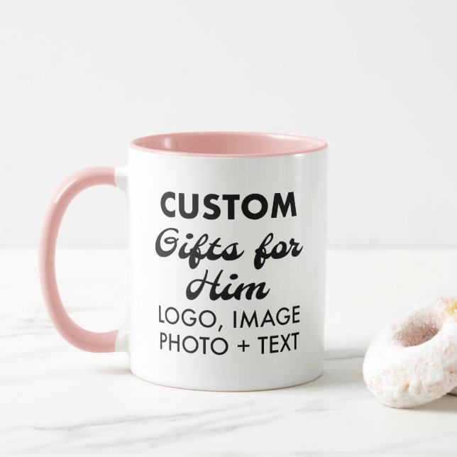 Custom Gifts for Him Pink Combo Mug 11oz. (With Donut)